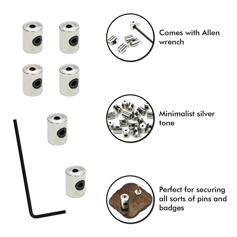 Millennial Essentials Pin Locks Locking Clasp Pin Backs with Wrench (24 Pieces) - Image 2
